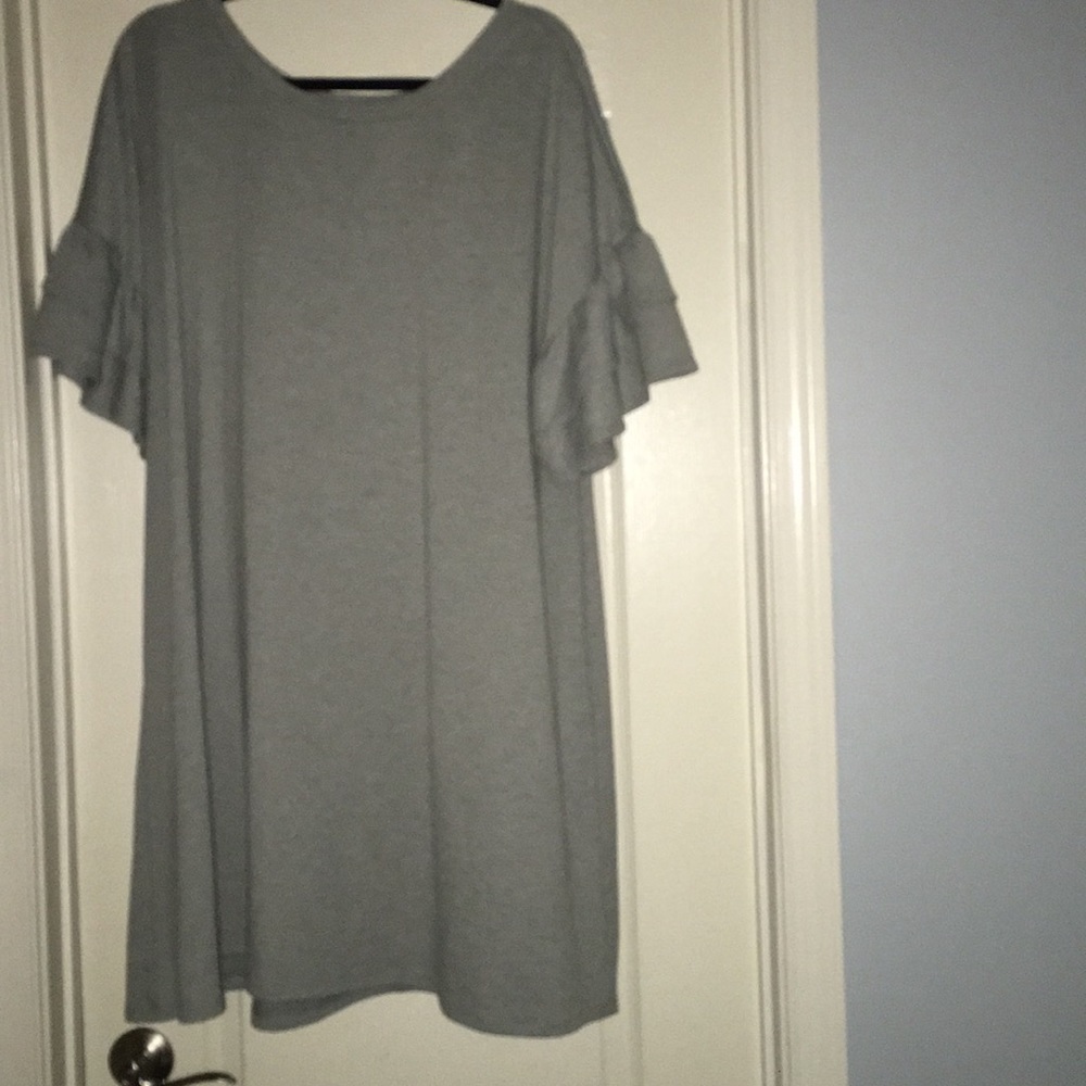 Gray Ruffle Sleeve Dress